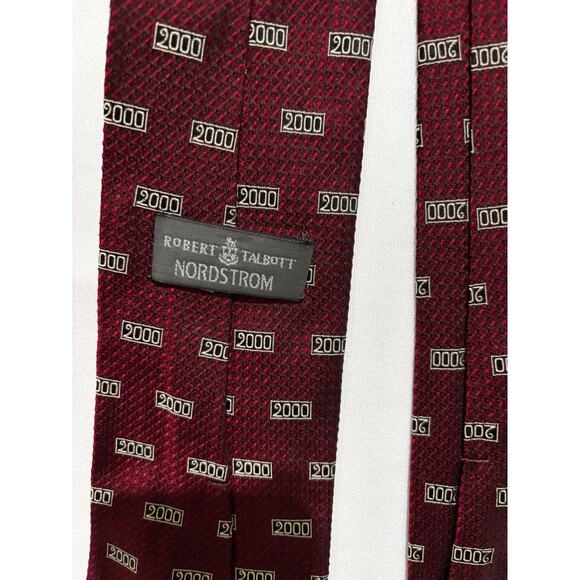 Robert Talbott Silk‎ men’s tie y2k 2000 printed burgundy red statement rare! - Picture 4 of 6